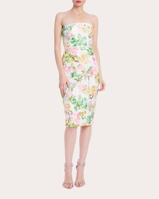 Badgley Mischka Multicolor Floral Lace Cocktail Dress