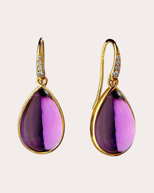 Syna Purple Amethyst Mogul Pear Drop Earrings