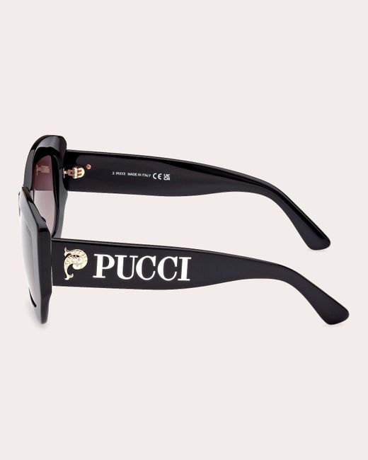 Emilio Pucci Brown Shiny Logo Geometric Sunglasses