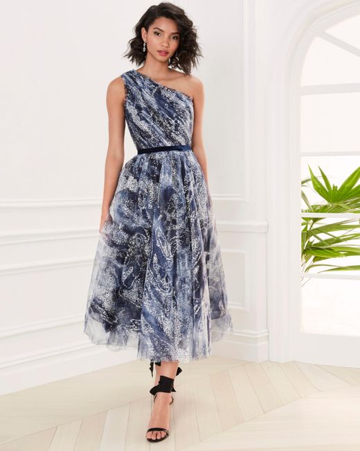marchesa notte tea length dress