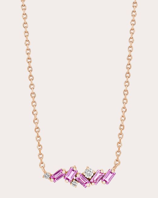 Suzanne Kalan Pink Frenzy Sapphire Mini Bar Pendant Necklace