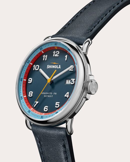 Shinola Blue Navy Canfield C56 Leather-strap Watch