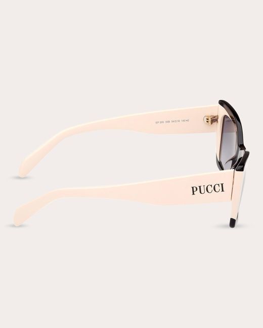 Emilio Pucci Brown Black & White Geometric Sunglasses