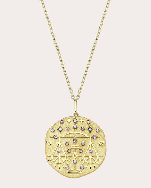 Charms Company Metallic Pink Tourmaline Libra Zodiac Pendant Necklace