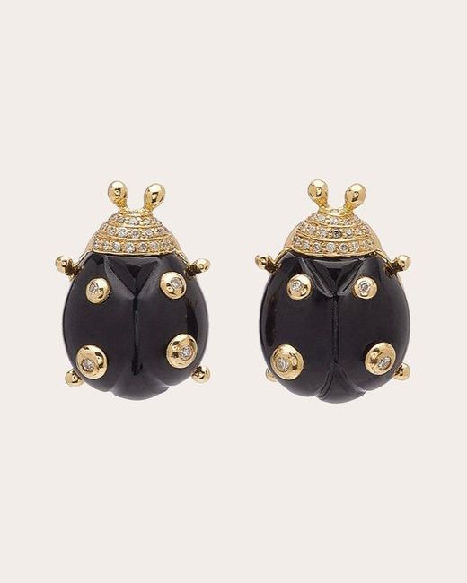 Casa Castro Black Bug Onyx & Diamond Ladybug Stud Earrings