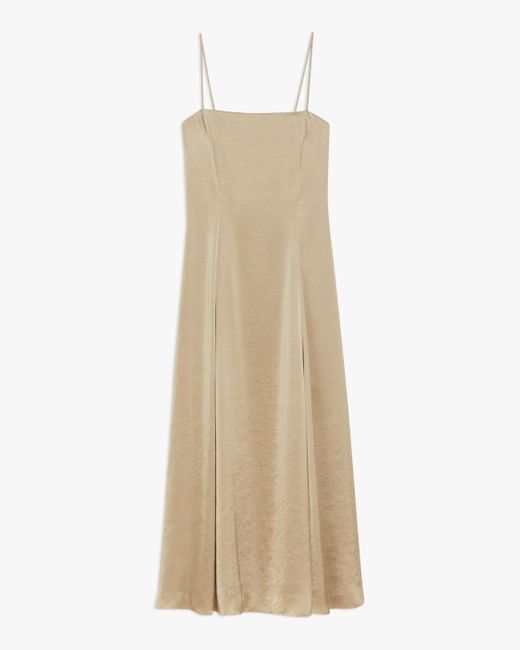 Theory Women's Crushed Satin Volume Cami Midi Dress in Natural | Lyst