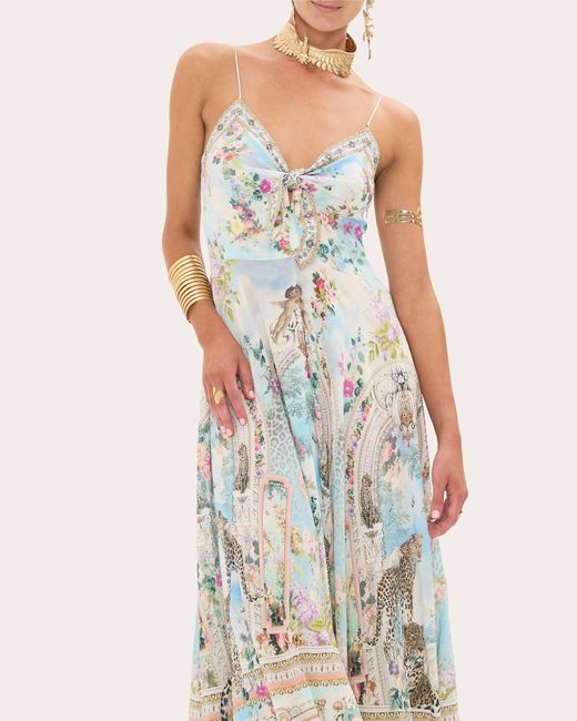 Camilla long dress with tie front hot sale