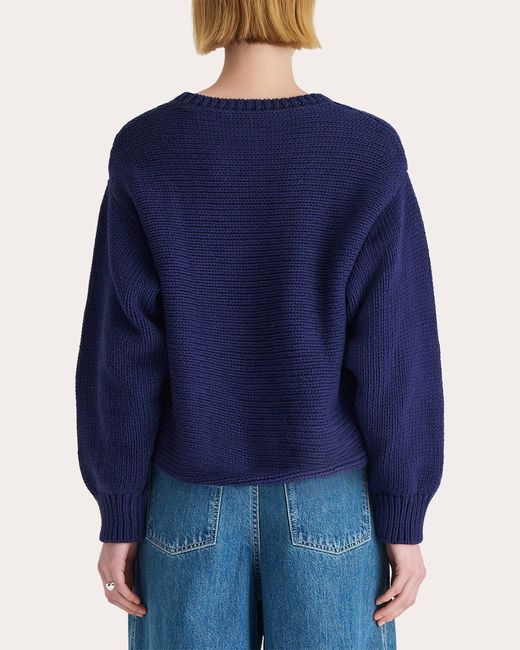 Merlette Blue Serin Cable Knit Crewneck Sweater