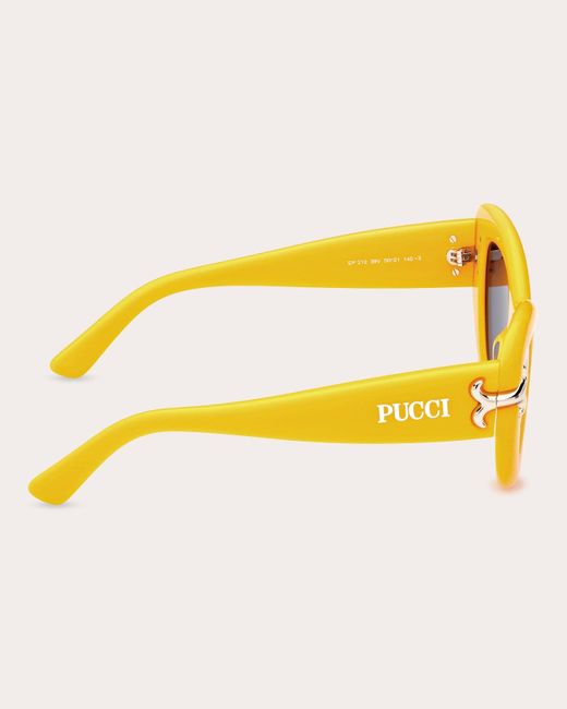 Emilio Pucci Yellow Fishtail Logo Cat-eye Sunglasses