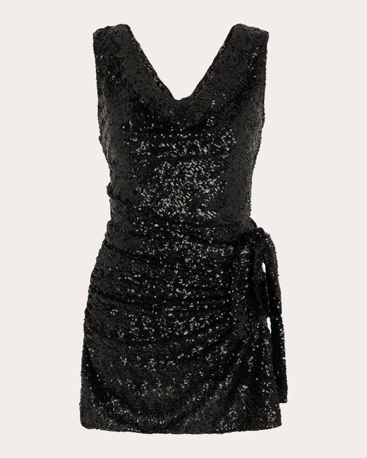 Rabanne Black Sequin Drape Mini Dress