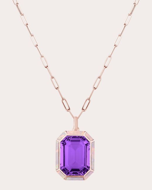 Goshwara Amethyst & Pink Opal Vertical Pendant Necklace in Purple | Lyst