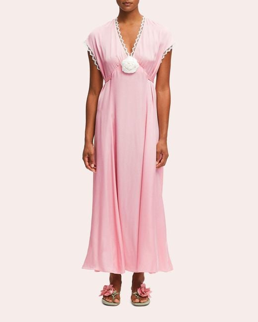 Sleeper Pink The Genus Rosa Satin Maxi Dress