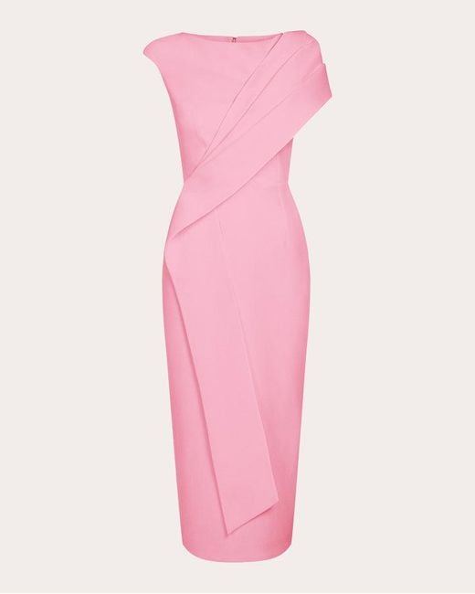 Safiyaa Pink Regina Drape Midi Dress