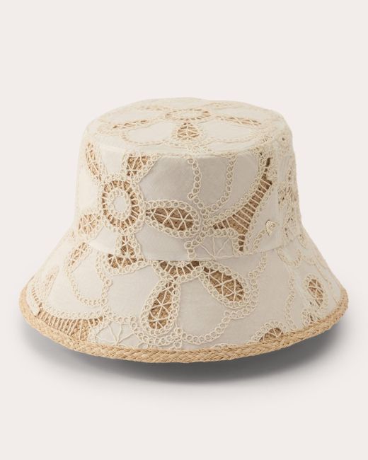 Helen Kaminski Natural Lizette Embroidered Bucket Hat