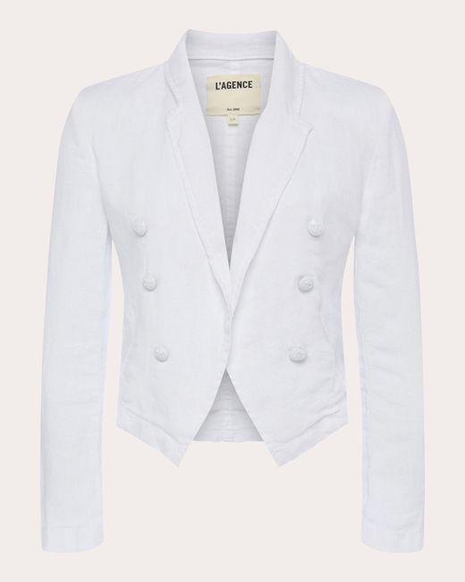 L'Agence White Wayne Double-breasted Crop Jacket
