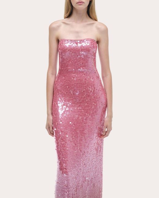 Jonathan Simkhai Pink Leilani Sequin Strapless Column Gown
