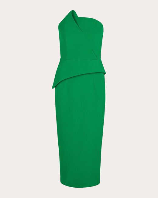 Safiyaa Green Delani Strapless Midi Dress