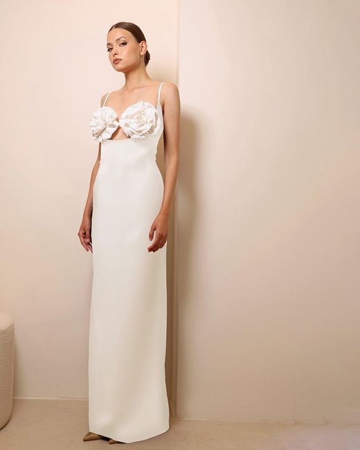 Rayane Bacha White Blair Floral Appliqué Dress