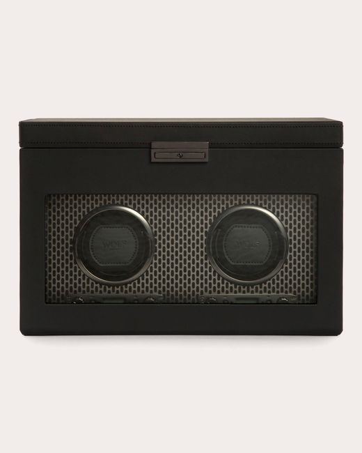 Wolf Black Axis Double Watch Winder Storage Case