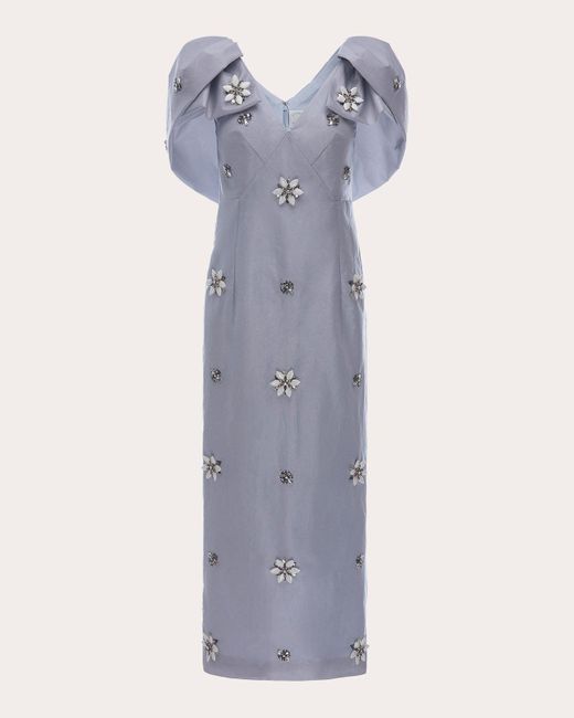 Huishan Zhang Blue Rosella Crystal Taffeta Dress