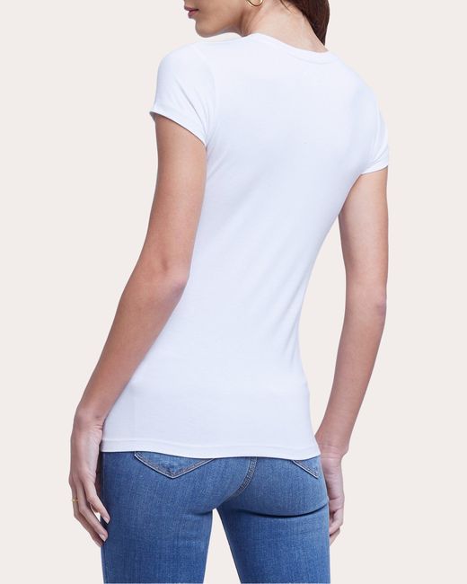 L'Agence White Ressi Slim Crewneck T-shirt