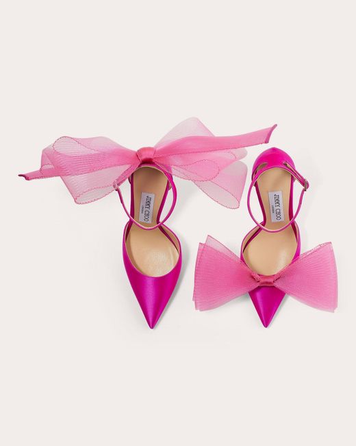 Jimmy Choo Pink Averly 100 Mesh-bow Pump