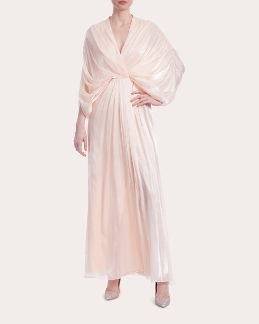 Badgley Mischka Pink Pleated Drape Gown