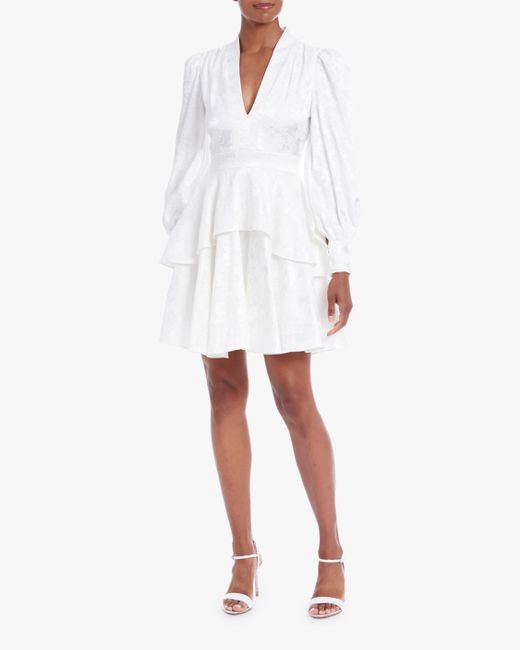 ONE33 SOCIAL Women's Tiered Vneck Mini Dress in Ivory (White) Lyst