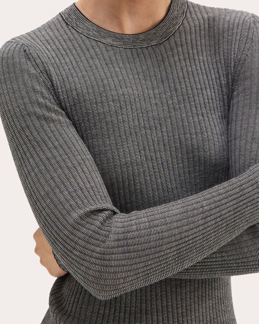 Theory Gray Regal Wool Long-sleeve T-shirt