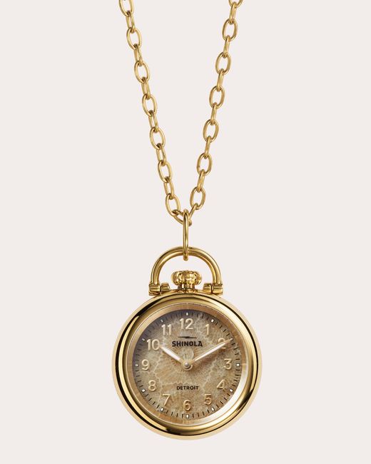 Shinola Metallic Tone Runwell Petoskey Watch Pendant Necklace