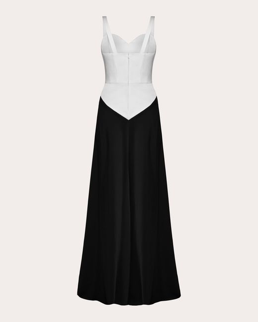 Dalood Black Color Block Satin Maxi Dress