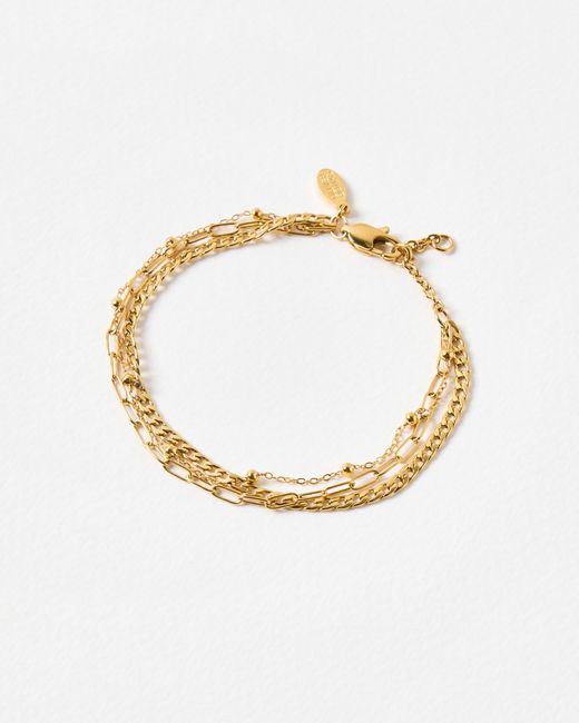 Oliver Bonas Metallic Celine Tone Waterproof Triple Row Chain Bracelet