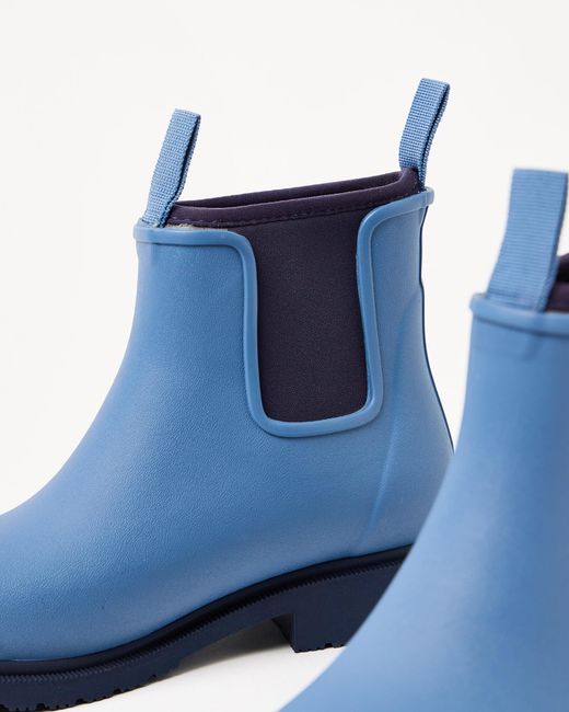 Merry People Denim Blue & Black Bobbi Wellington Boot, Size Uk 3