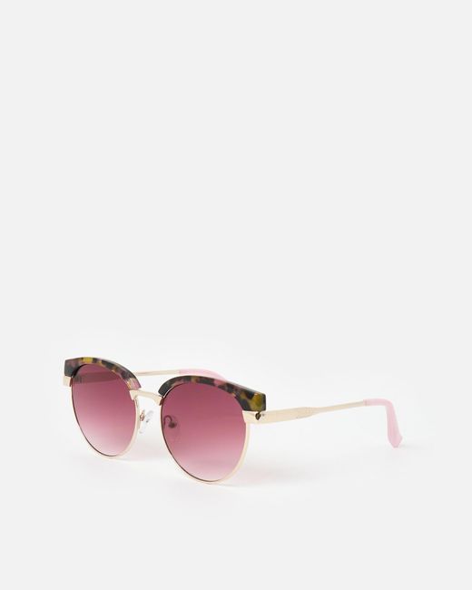 Oliver Bonas Pink Faux Tortoiseshell Round Sunglasses