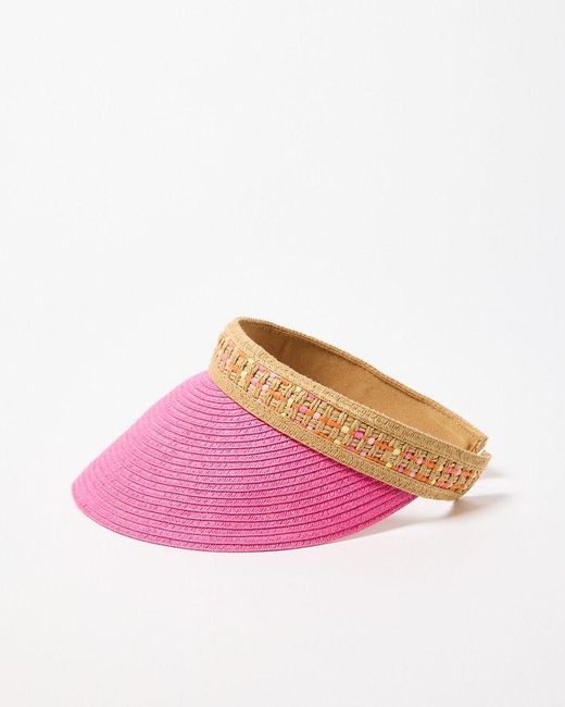 Oliver Bonas Pink Colorful Stitch Visor Hat