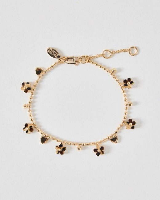 Oliver Bonas Natural Lucinda Tort Flower Charm Bracelet