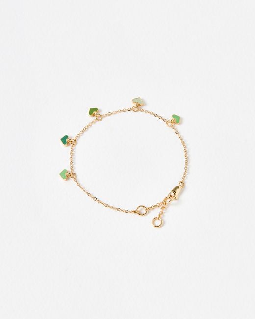 Oliver Bonas Natural Georgine Heart Charm Chain Bracelet