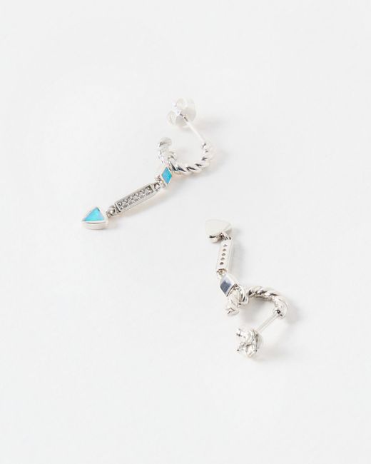 Oliver Bonas Blue Oriana Opalite Stone Twisted Silver Drop Earrings