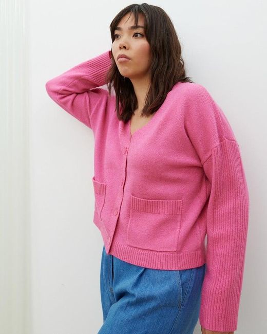 Oliver Bonas Sparkle Ribbed Cardigan in Pink Lyst