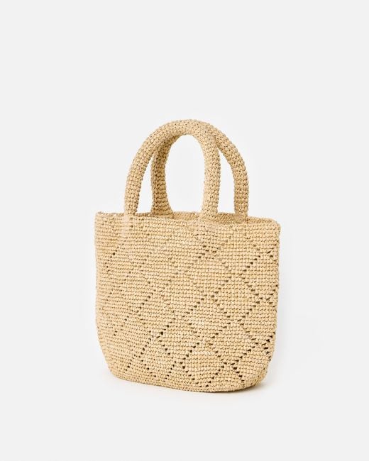 Oliver Bonas Natural Cream Diamond Weave Mini Tote Bag