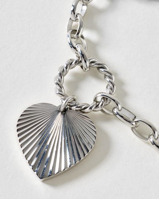 Oliver Bonas White Louisa Heart Tone Waterproof Chain Bracelet
