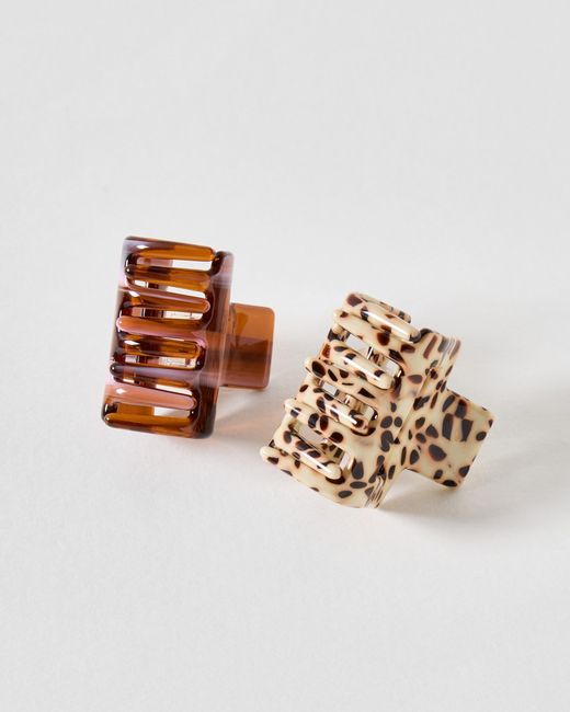 Oliver Bonas Metallic Posie Leopard & Mini Claw Clips Set Of Two