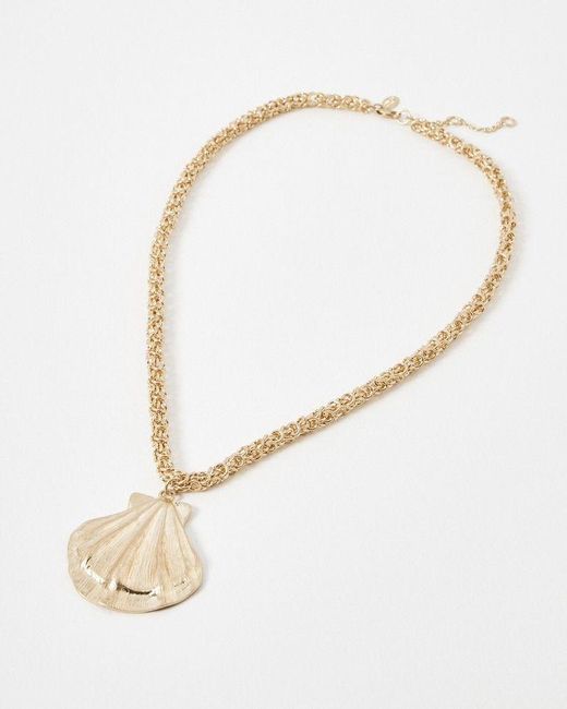 Oliver Bonas Natural Ariel Shell Chunky Chain Pendant Necklace