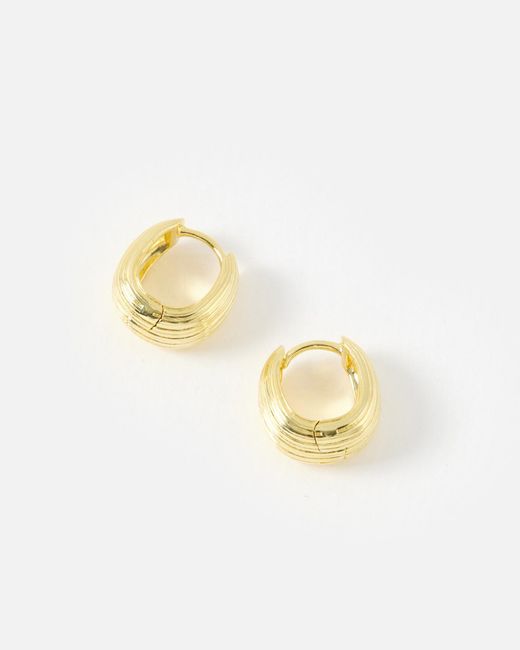 Oliver Bonas Metallic Ciara Textured Chunky Hoop Earrings Large