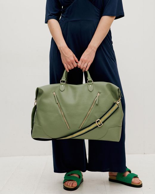 Oliver Bonas Olivia Slouch Double Zip Green Weekend Bag