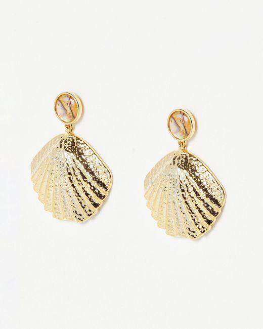 Oliver Bonas Metallic Ariel Shell Gold Drop Earrings