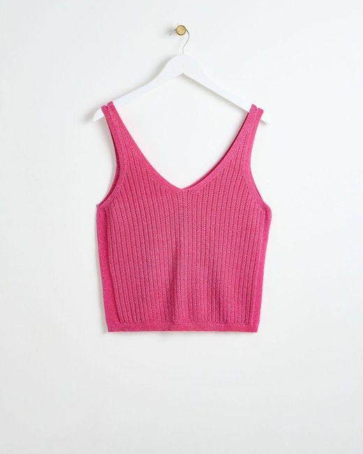 Oliver Bonas Pink Sparkle Knitted Camisole Top