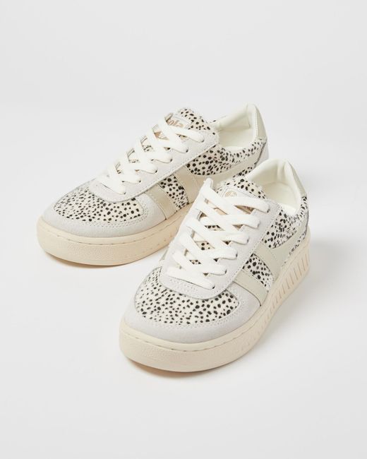 Gola White Grandslam Savanna Cheetah Print Trainers, Size Uk 4