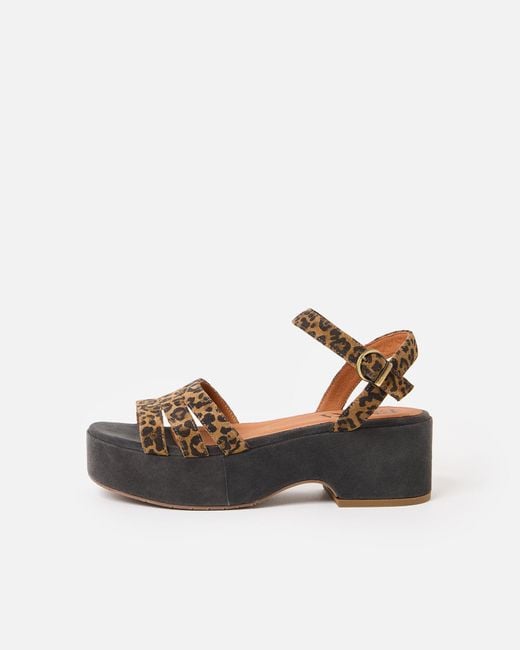 Esska Brown Ellie Animal Print Flatform Sandals, Size Uk 7