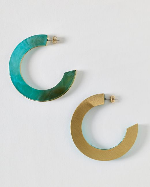 Oliver Bonas Blue Jemma Resin Large Hoop Earrings